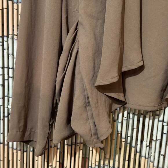 Forever21 Chiffon Drape Cardigan Jacket with Pockets, Taupe Beige, Large - Picture 3 of 13